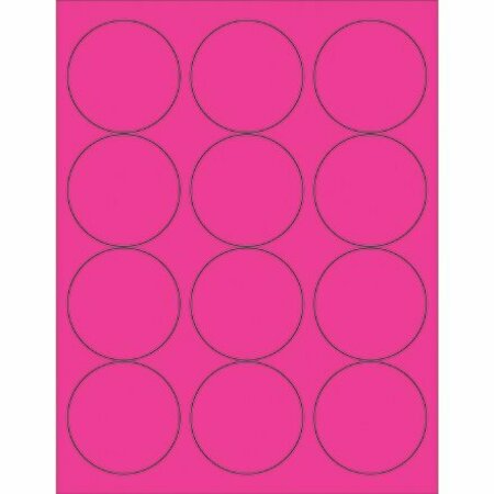 BSC PREFERRED 2-1/2'' Fluorescent Pink Circle Laser Labels, 1200PK S-5051P